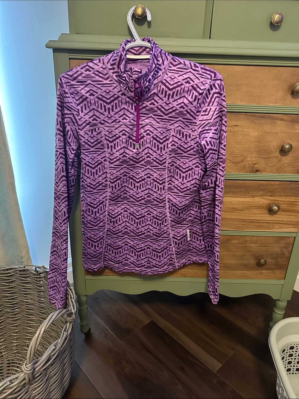 Marika Purple Geometric Half-Zip Pullover